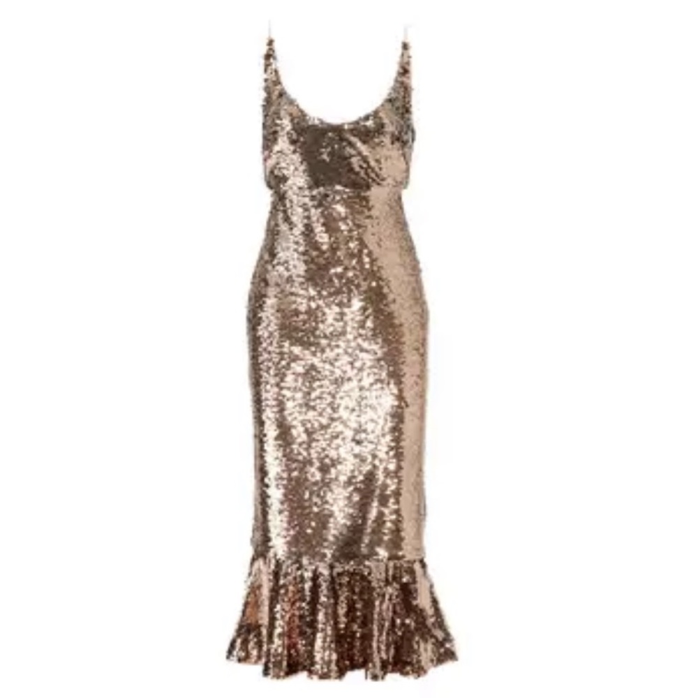 SALONI Aidan Sequin Dress bronze Gold 8